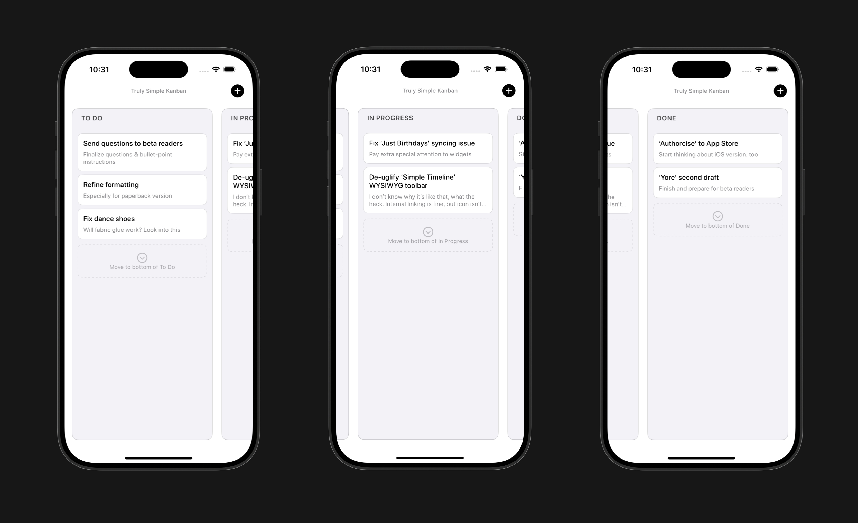 Truly Simple Kanban columns